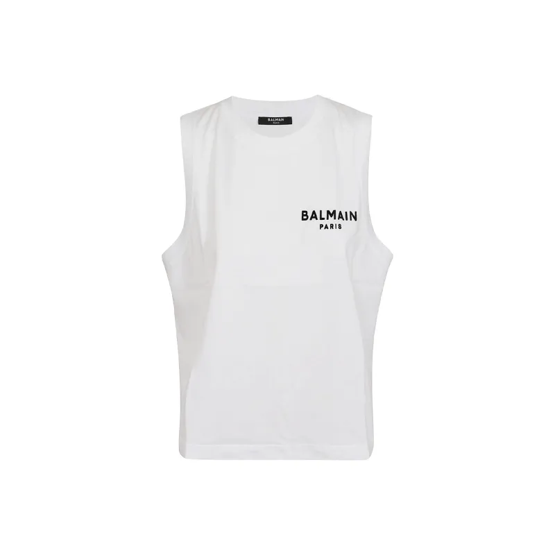 BALMAIN Flocked Logo Tank Top-0