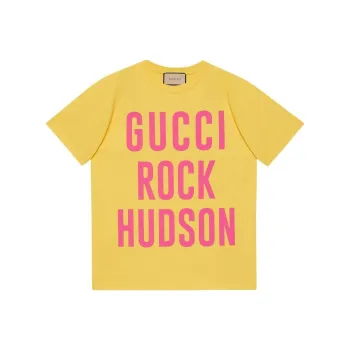GUCCI Graphic Printed Short Sleeve Shirt Yellow