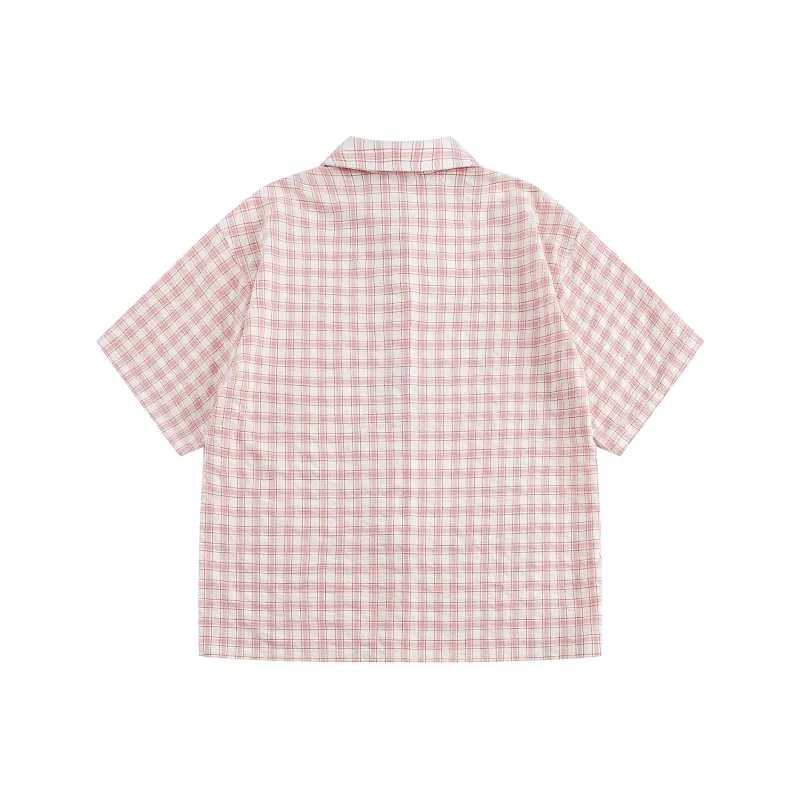 DOH STORE Shirt Unisex Red And White Plaid-1