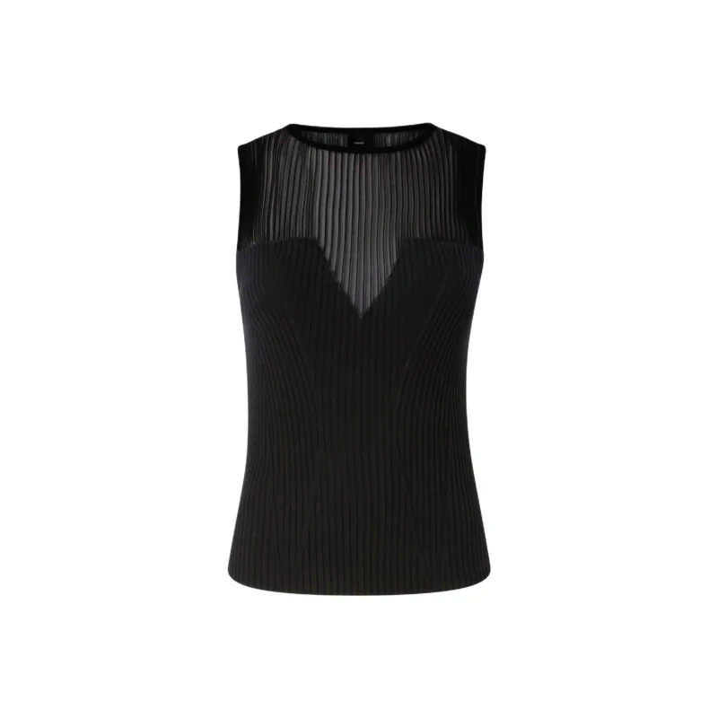 PINKO Sleeveless Ribbed Top-0