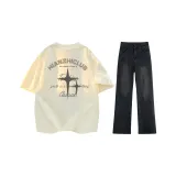 Light Apricot+Black Gray Jeans
