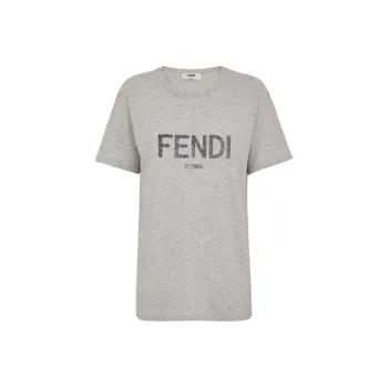 FENDI Logo Printed Crewneck T Shirt