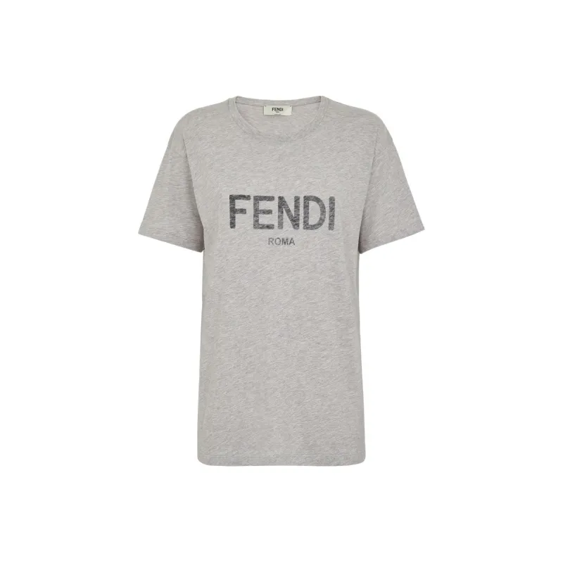 FENDI Logo Printed Crewneck T Shirt-0