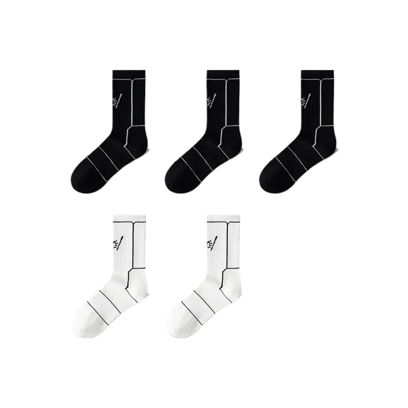 H YXIANG Mid Calf Socks Unisex 5 Pack-16