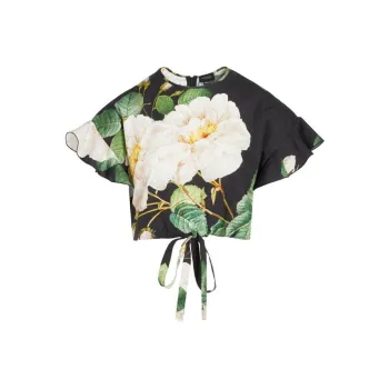 Giambattista Vall Giant Bloom Cropped Blouse