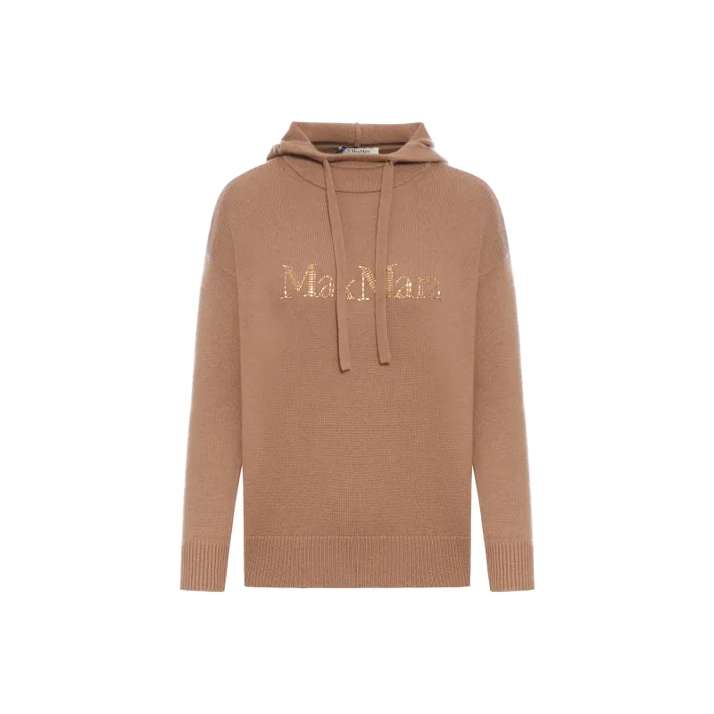 'S MAX MARA Logo Embellished Knitted Hoodie-0