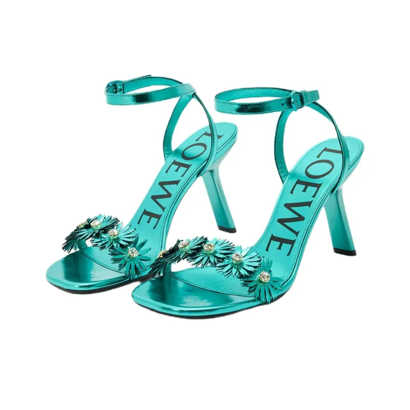 LOEWE Petal One Strap Sandals 9cm Women's Turquoise-1