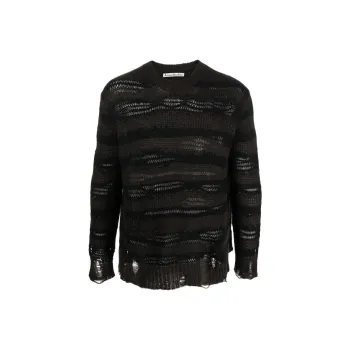 Acne Studios Distressed Stripe Jumper Charcoal Grey