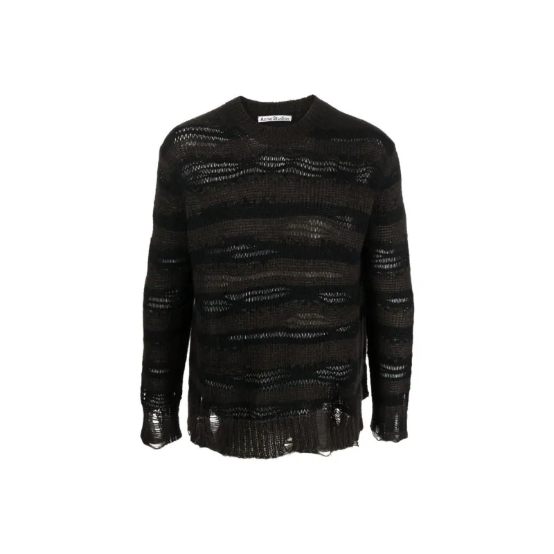 Acne Studios Distressed Stripe Jumper Charcoal Grey-0