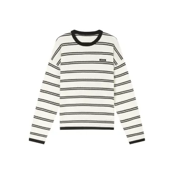 Orange Desire Sweater Women's White Base With Black Stripes