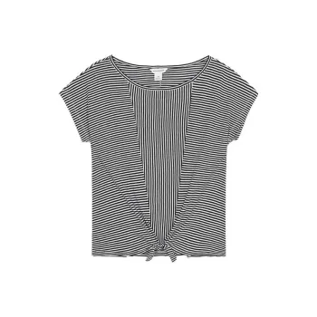 CLUB MONACO Regular T-Shirt Women's Black White Stripes