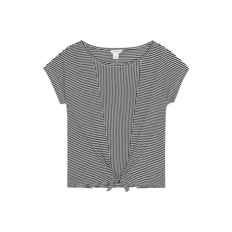 CLUB MONACO Regular T-Shirt Women's Black White Stripes-0