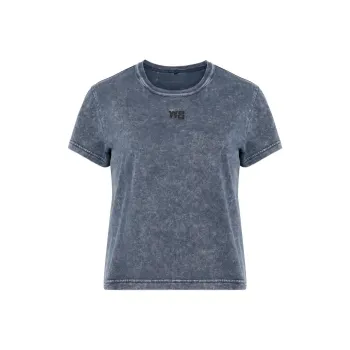 Alexander Wang Essential Jsy Shrunk Puff Logo & Bound Neck Tee Acid Black Ice