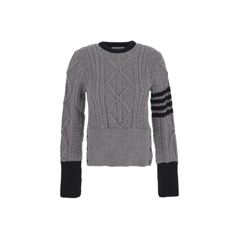 THOM BROWNE Signature 4-Bar Stripe Crewneck Pullover-0