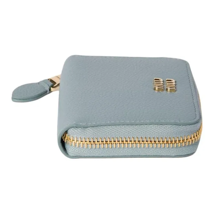 MIU MIU Cow Leather Coin Purse Unisex Light Green-1