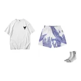 Icebreaker High-Performance Shorts-White+White Strap Short-Sleeved (Random Style)+Comes with Random Sports Socks