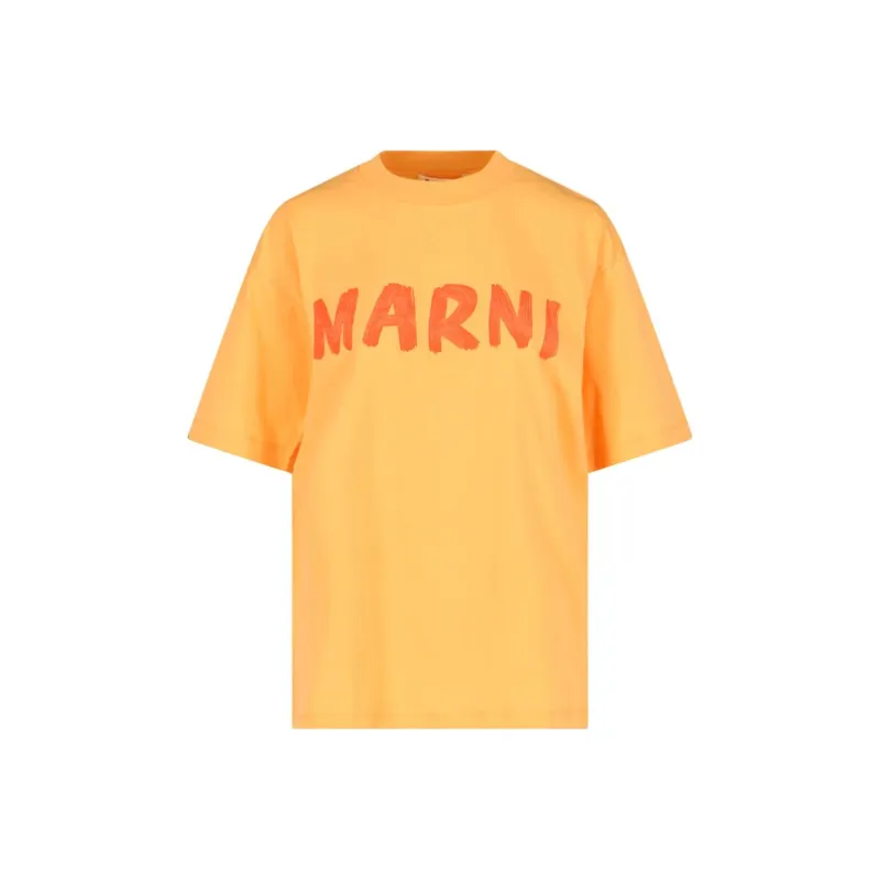 MARNI Drop Shoulder Sleeve T Shirt Women's Orange-0