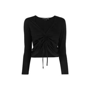 Veronica Beard Plunging V neck Gathered detail Top