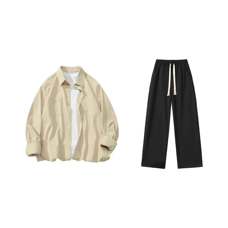 LIVINGTOWN Shirt Matching Set Unisex Black-2