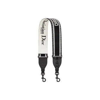 DIOR Embroidery Calfskin Bag Straps Women's Black/White
