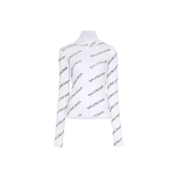 Balenciaga Roll Neck Logo Sweater 'White'