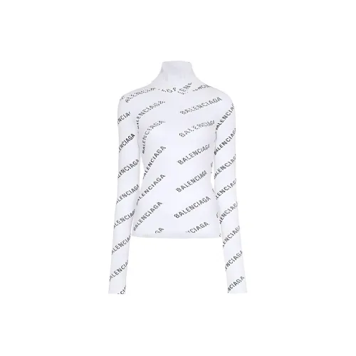 Balenciaga Roll Neck Logo Sweater 'White'