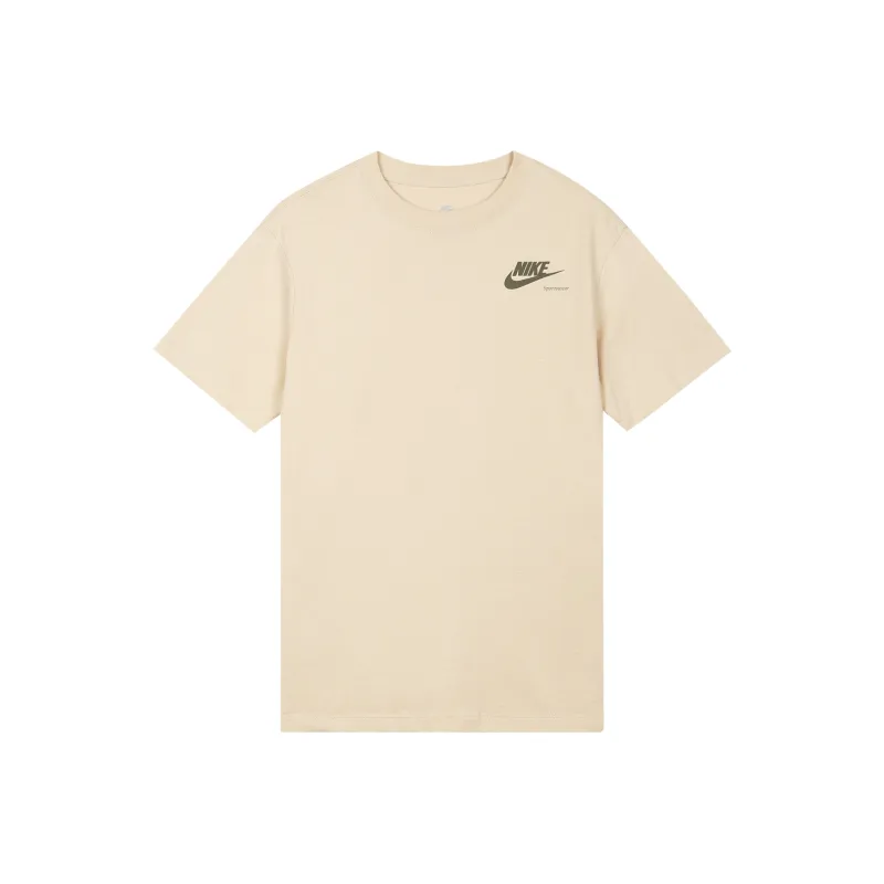 Nike Women'ss Retro Graphic Print Pullover Crewneck T-Shirt Beige-0