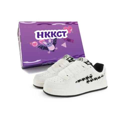 HKKCT Lightweight Breathable Height Increasing Low Top Skateboard Shoes Unisex Houndstooth White Black