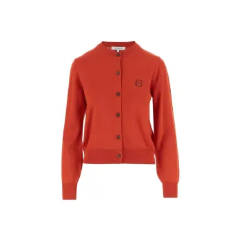 Maison Kitsune Bold Fox Head Patch Knitted Cardigan