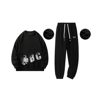 BLACK CLOVER Crew Neck Pullover Sweatshirt Set Unisex Black