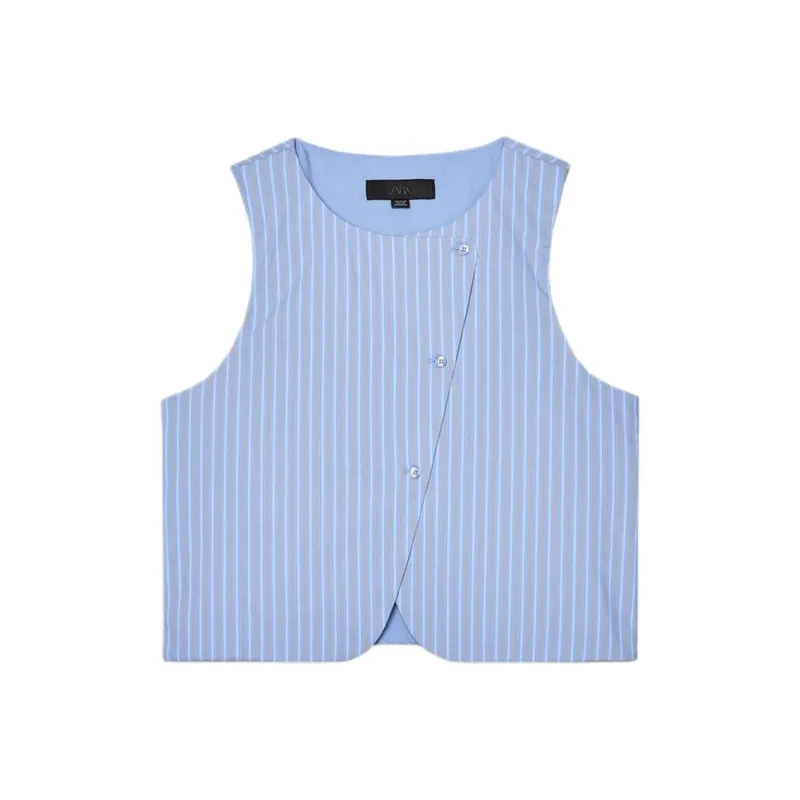 ZARA Tank Tops Women's Blue-0