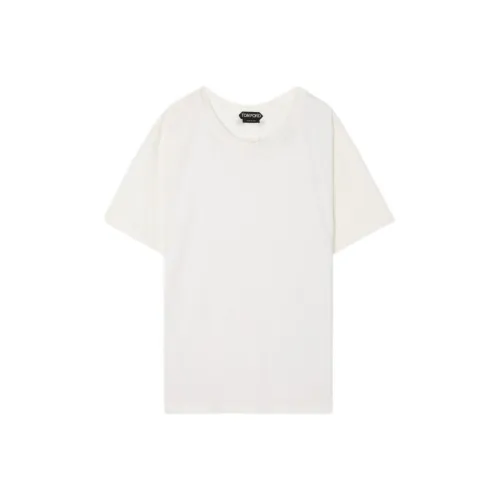 TF Solid Color Crew Neck Drop Shoulder Short Sleeved Drop Shoulder Sleeve T Shirt Women's White