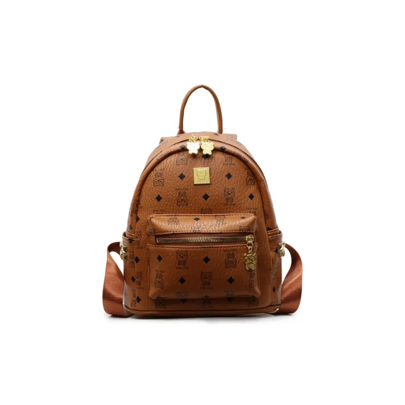 Yalu PU Backpack Women's Brown/Ecru/Pink-0