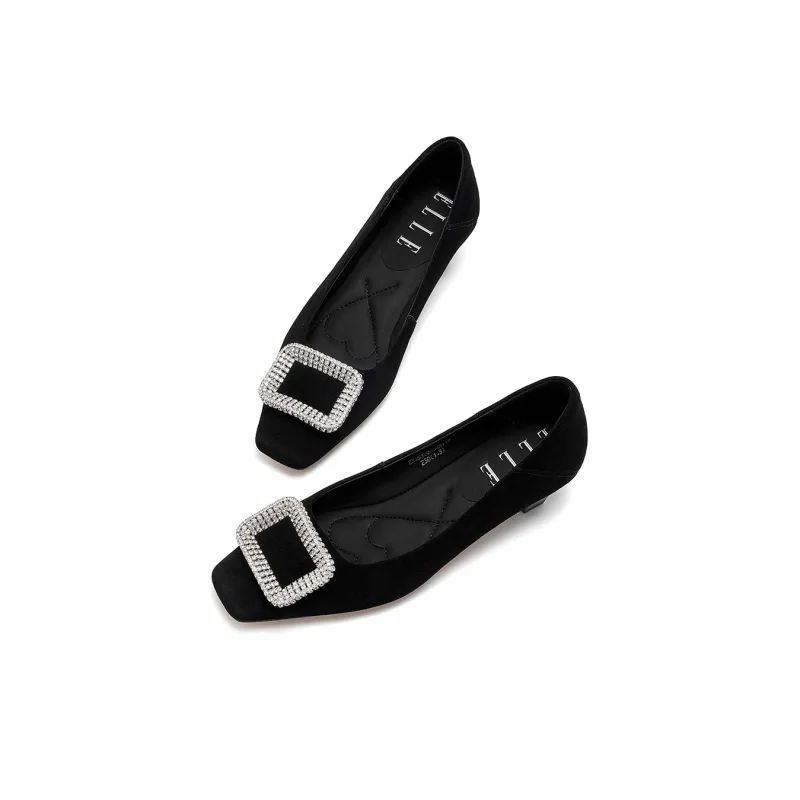 ELLE Chunky Heel High Heels 3cm Women's Black-4