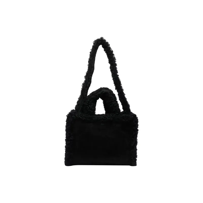 MARNI Shearling Trim Logo Detailed Tote Bag-2