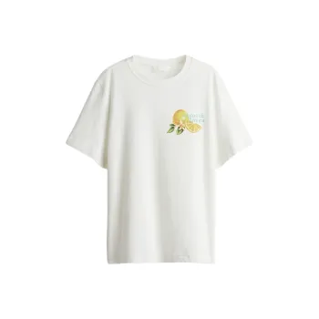 H&M T Shirt Women's White/Lemon