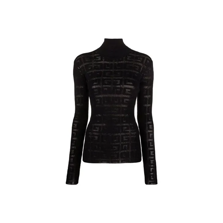 Givenchy Slim Fit Sweater In 4G Jacquard 'Black'-0