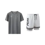 White Shorts+Gray Short-Sleeved Shirt