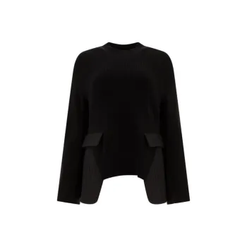 Sacai Chalk Stripe X Knit Pullover 'Black'