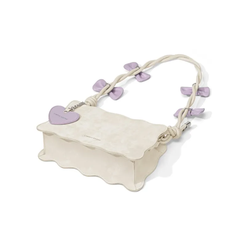 CinvaiKrose Synthetic Leather Shoulder Bag French Shoulder Bag Small Square Bag Small Size Women's Ecru/Silver-3