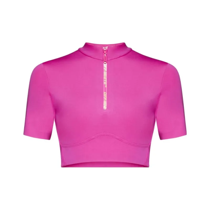 OFF WHITE Zip Detailed Short Sleeved Top-0