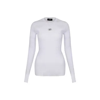WE11DONE Logo Embroidered Ribbed Top White