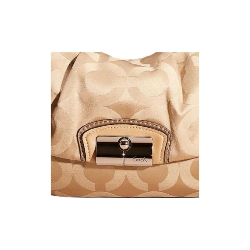 COACH Kristin Fabric Crescent Bag One Shoulder Handbags Large Size Women's Khaki-1