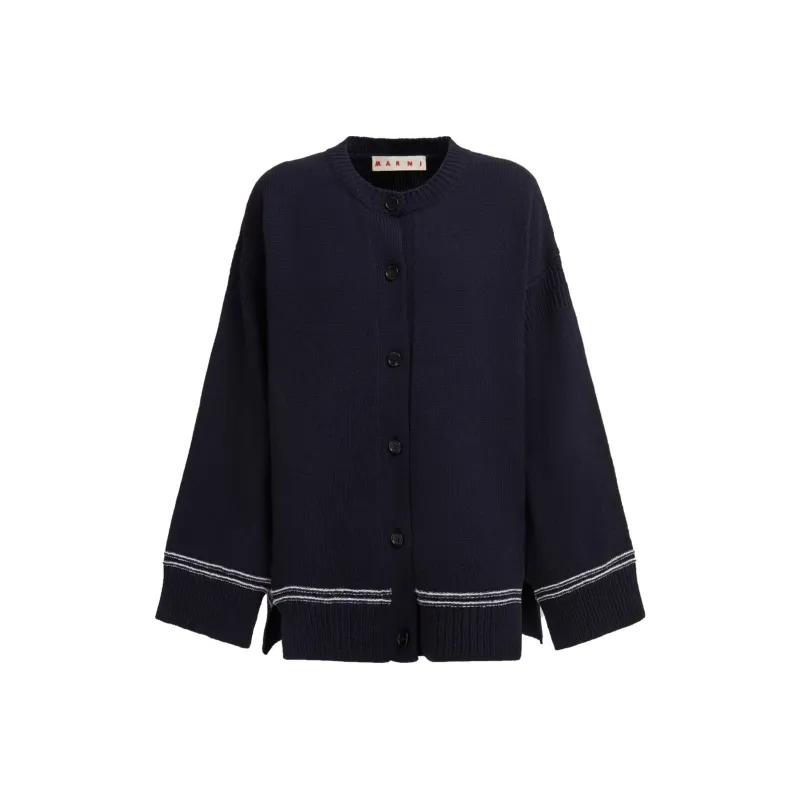 MARNI Kimono Sleeve Wool Cardigan 'Light Navy'-0