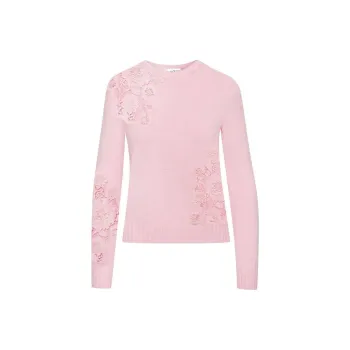 Oscar De La Renta Lace-detail Fine-knit Jumper