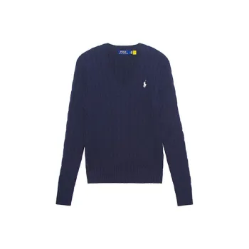 Polo Ralph Lauren Women'ss V Neck Knit Sweater Navy