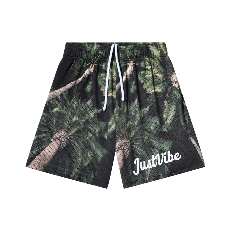 JUST VIBE Casual Shorts Unisex Coconut Tree Green-0