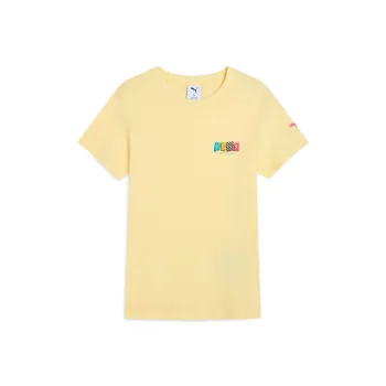 PUMA Graphic Drop Shoulder Sleeve T Shirt Women's Cream Vanilla 33