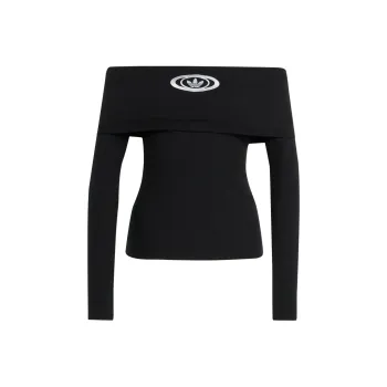 Adidas Originals Women's Off Shoulder Long Sleeve Top Black