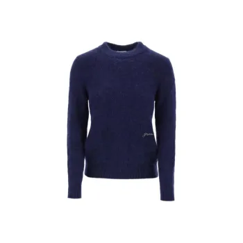 GANNI Logo Embroidered Crewneck Knitted Jumper